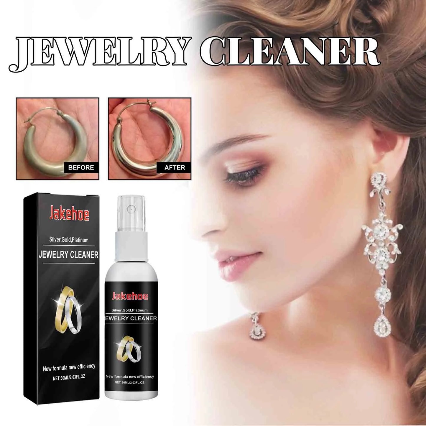 Jewelry Care Solution - Gold, Silver, Watches & Diamond Rings Cleaner, Anti-Tarnish and Antioxidant, 60Ml for Shine Maintenance