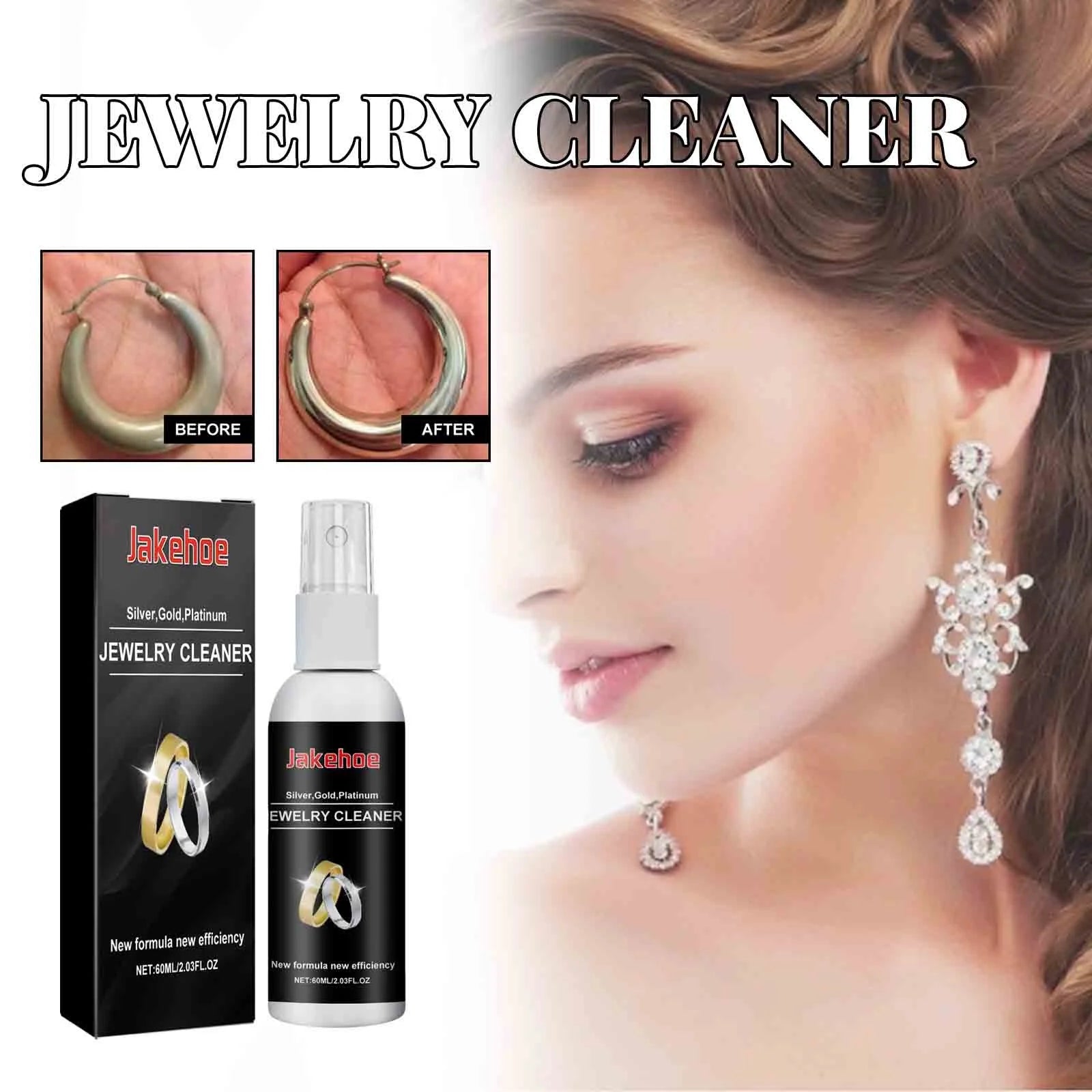 Jewelry Care Solution - Gold, Silver, Watches & Diamond Rings Cleaner, Anti-Tarnish and Antioxidant, 60Ml for Shine Maintenance